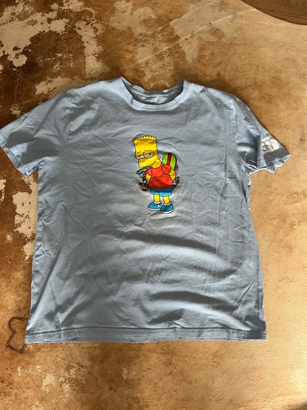 Simpsons X Neff Light Blue T-Shirt with Bart Simpson Graphic size L